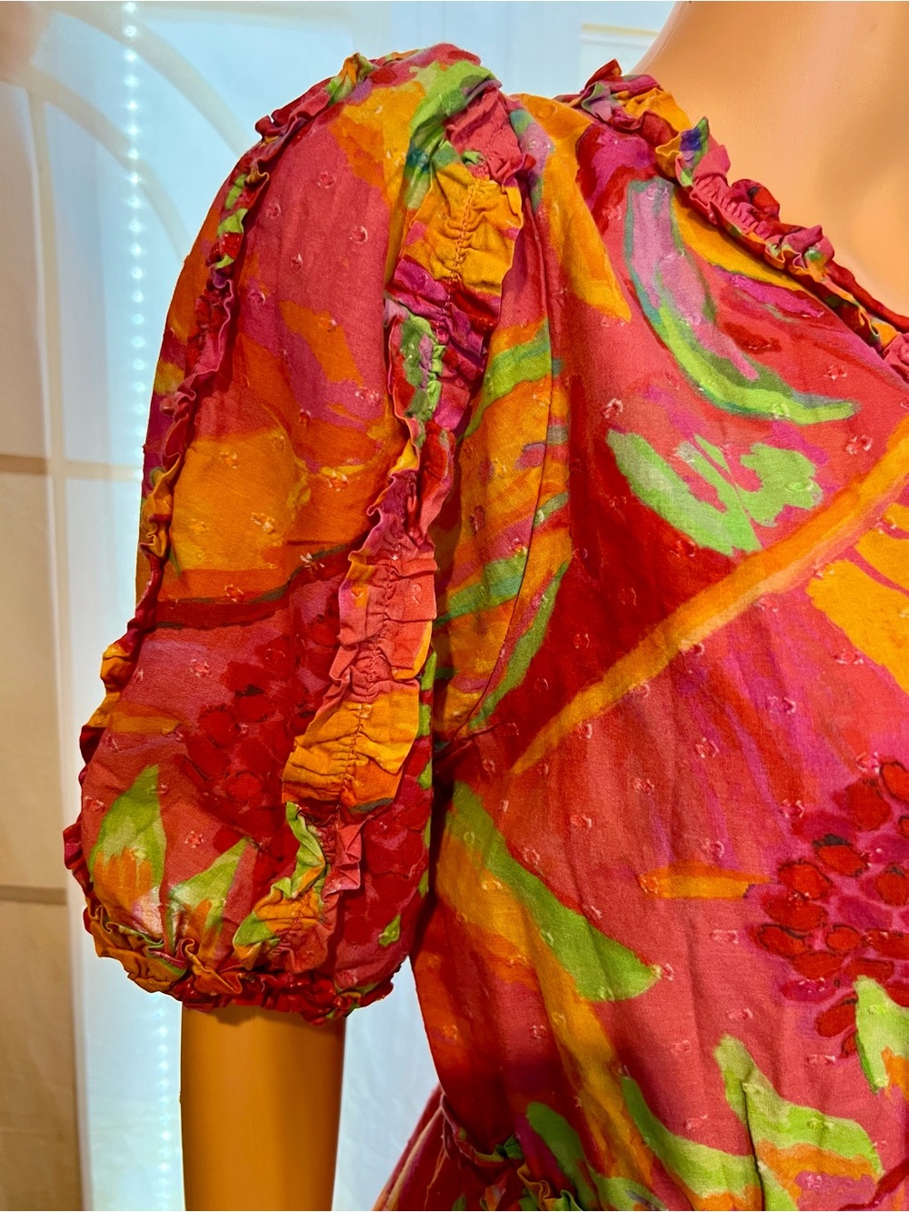 FARM Rio Pink Floral Tie-Waist Ruffle Mini Dress - Picture 4 of 9